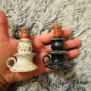 Antique cast iron salt and pepper shakers